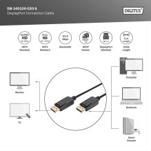 DIGITUS DisplayPort į DisplayPort 2 m juodas DIGITUS DisplayPort į DisplayPort 2 m juodas