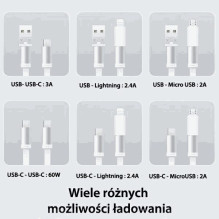 Usams US-SJ650 3in1 laidas „MicroUSB“ / USB-C / „Lightning“ 60W sidabrinis Usams US-SJ650 3in1 laidas „MicroUSB“ / USB-C / „Lightning“ 60W sidabrinis