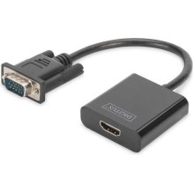 DIGITUS adapteris VGA HDMI 3,5 mm MiniJack 0,15 m juodas