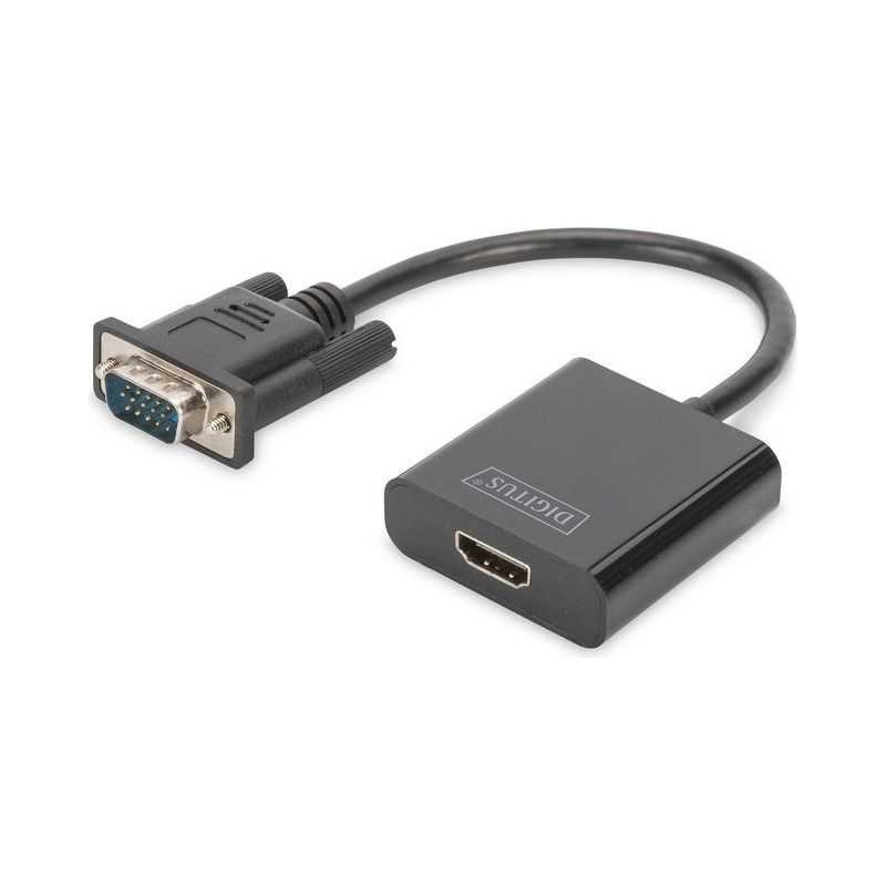 DIGITUS adapteris VGA HDMI 3,5 mm MiniJack 0,15 m juodas