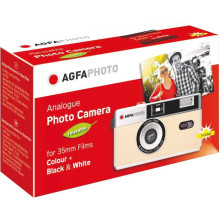 „Agfaphoto“ daugkartinio naudojimo fotoaparatas, 35 mm, smėlio spalvos „Agfaphoto“ daugkartinio naudojimo fotoaparatas, 35 mm, smėlio spalvos
