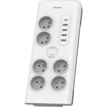 „Philips“ SPN viršįtampių apsaugos maitinimo juosta, 6 lizdai, 2 m, balta (