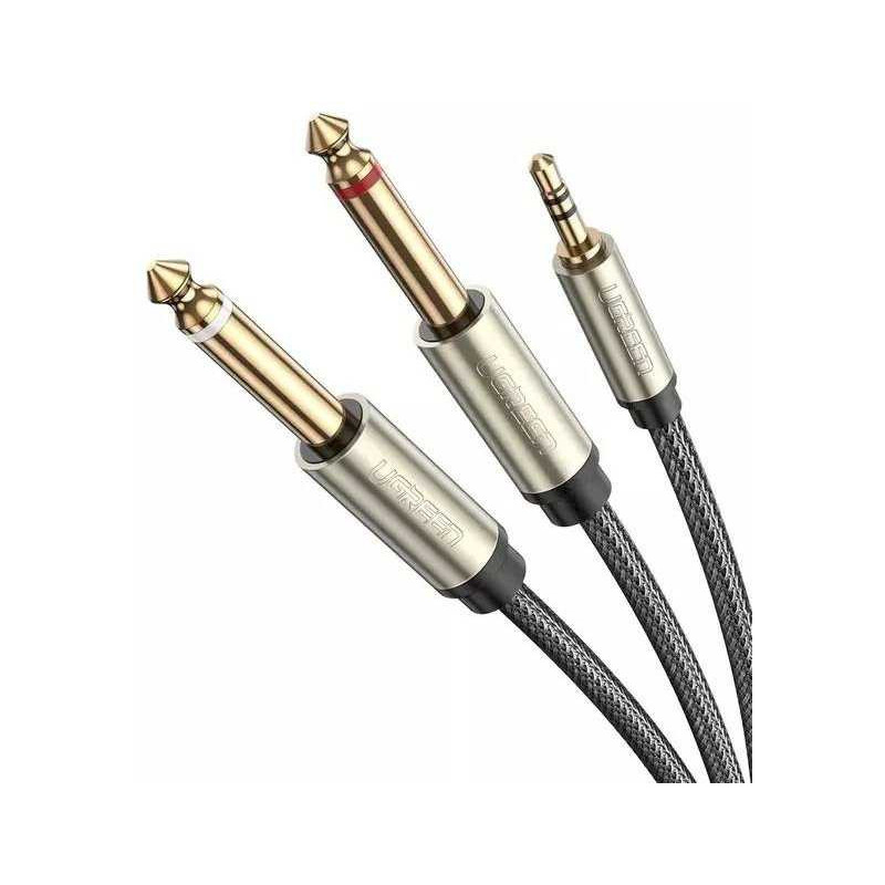 Ugreen AV126 kabelis 3,5 mm TRS į 2 x 6,35 mm TS 2 m pilkas