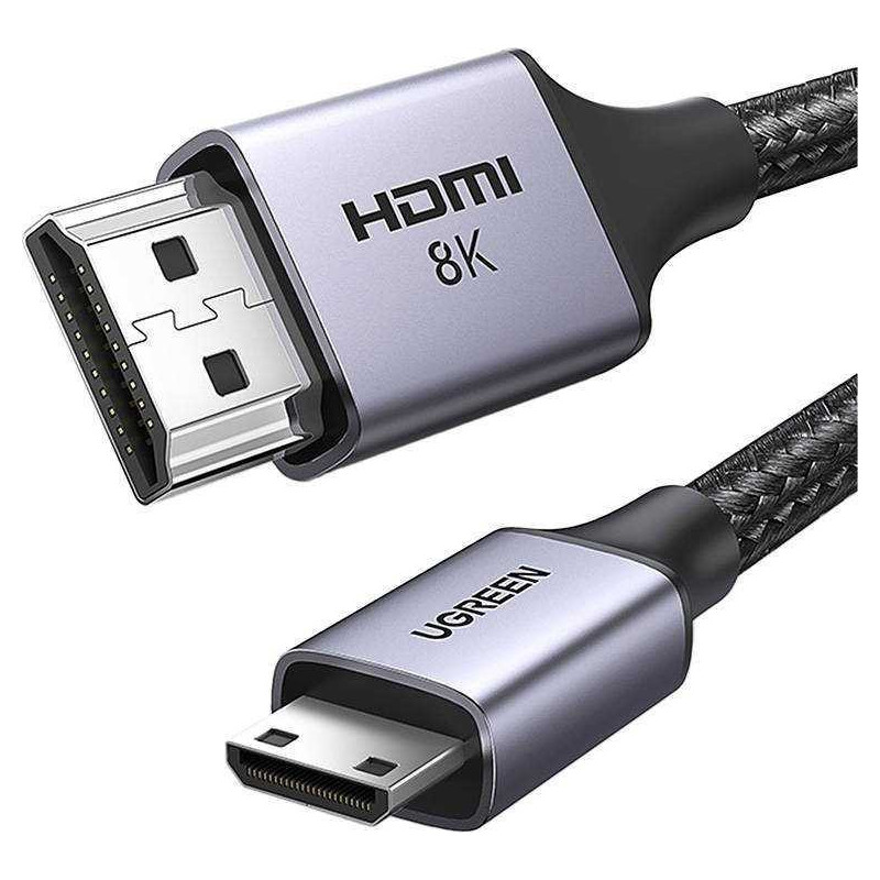 Ugreen HD163 mini HDMI į HDMI 8K 1m pilkas