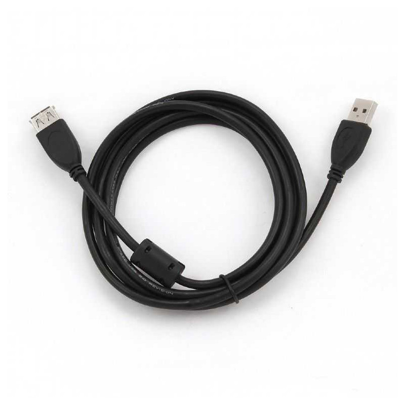 AmberIn USB 2.0 kabelis M / F 1.8m juodas