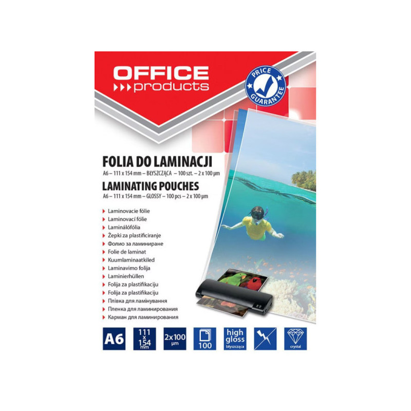 Laminavimo vokeliai A6 2 x 100 mikronų blizgūs 100 vnt. skaidrūs