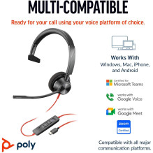 HP Poly BW 3310 Mono Microsoft Teams USB-C +USB-C / A Adapter