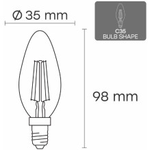 Visional LED Filament Bulb E14, C35, 6W, 840lm, 3000K, 360° Visional LED Filament Bulb E14, C35, 6W, 840lm, 3000K, 360°