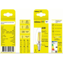 Visional LED Filament Bulb E14, C35, 6W, 840lm, 3000K, 360° Visional LED Filament Bulb E14, C35, 6W, 840lm, 3000K, 360°