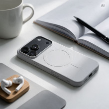 Case for iPhone 18 Pro Max / 17 Pro Max Silicone Mag Cover compatible with MagSafe (big hole) silver