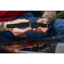 Dirželis Apple laikrodžiui Forcell F-Design FA12 su silikoninėmis skylutėmis, 38 / 40 / 41 mm, juodas