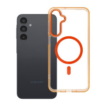 „Samsung A16 Frame Clear Hybrid Mag Cover“ dėklas, suderinamas su „MagSafe Hermes Orange“