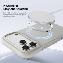 DUX DUCIS dėklas PIEL LIQUID SILICONE, suderinamas su „MagSafe“, skirtas „iPhone 18“ Pro / 17 Pro smėlio spalvos