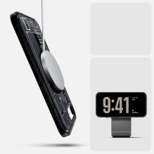 SPIGEN case ULTRA HYBRID MAG compatible with MagSafe for IPHONE 16E 2025 zero one black