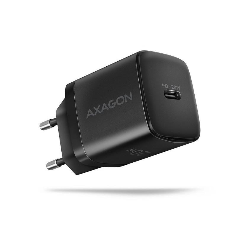 Axagon ACU-PD20 sieninis įkroviklis 1x QC3.0 / AFC / FCP / PD Type-C 20W juodas Mobilusis telefonas Išmanusis telefonas 