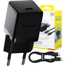 Sieninis greitasis įkroviklis Palm 20W USB-C QC3.0 PD3.0 su USB-C laidu 1 m, juodas
