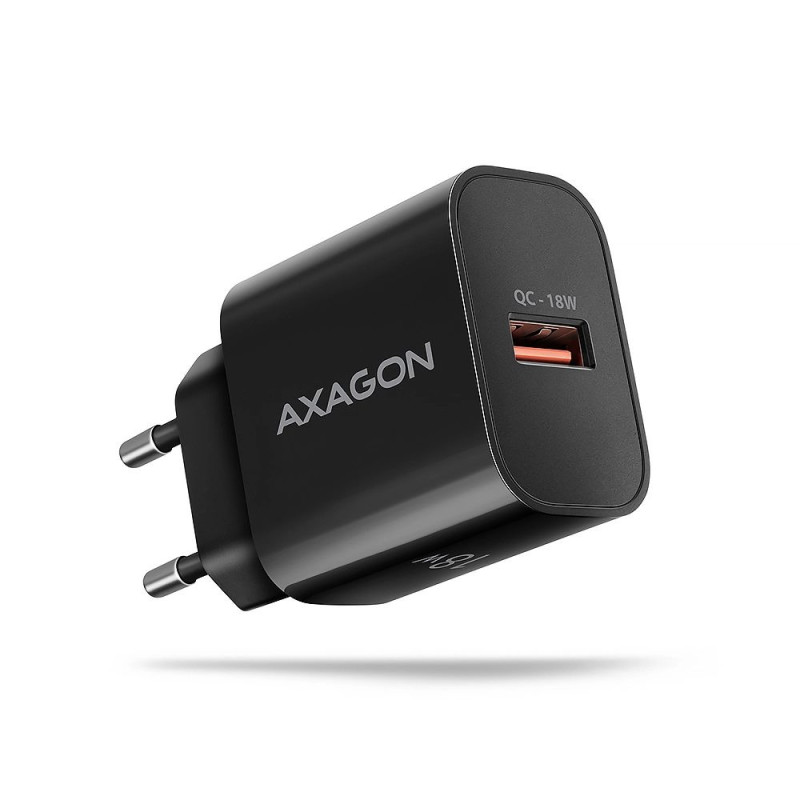 Axagon ACU-QC18 kroviklis jungiama tinkl QC 18W 1x prievadas USB-A QC3.0 / AFC / FCP / SMART Juoda Mobilus telefonas Pow