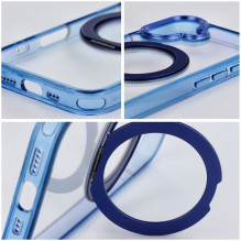 Case for iPhone 15 Pro Frame Circle Stand compatible with MagSafe navy blue
