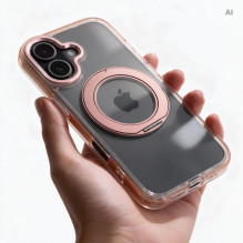 Case for iPhone 15 Pro Frame Circle Stand compatible with MagSafe gold