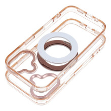 Case for iPhone 14 Frame Circle Stand compatible with MagSafe gold