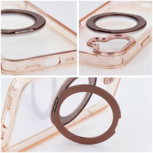 Case for iPhone 14 Frame Circle Stand compatible with MagSafe gold