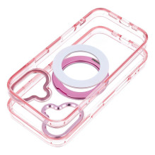 Case for iPhone 14 Frame Circle Stand compatible with MagSafe pink