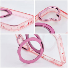 Case for iPhone 14 Frame Circle Stand compatible with MagSafe pink