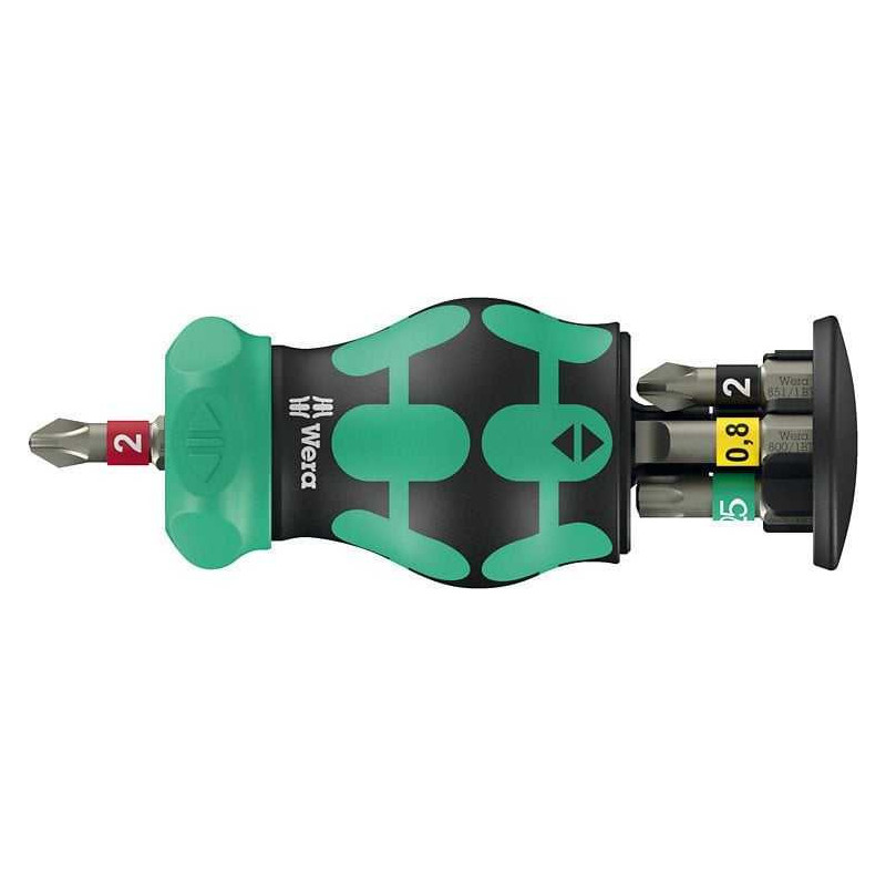 Wera Wera Kraftform Kompakt Stubby Magazine RA 2, bit set black / green, 6-pi