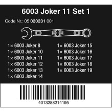 Wera 6003 Joker 11 Set 1 Ring Spanner Set