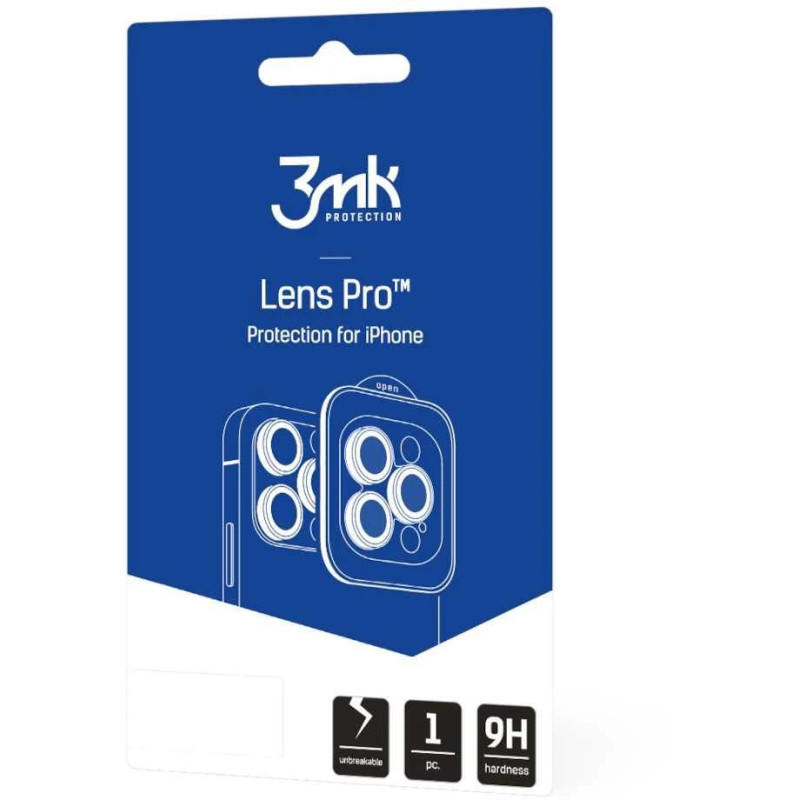 3mk objektyvo apsaugos „Pro“ kameros stiklas, skirtas „Apple iPhone 17“ - skaidrus