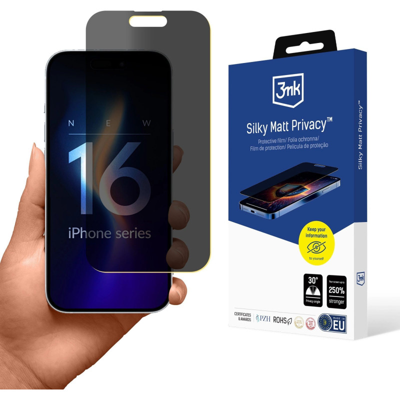 3mk Silky Matt Privacy dėklas Apple iPhone 16 Pro telefonui