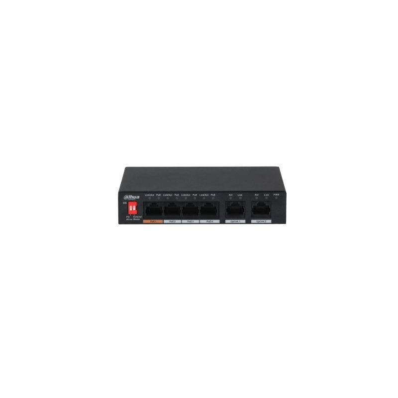 Dahua Technology PFS3006-4ET-60 Nevaldomas L2 Greitas Ethernet (10 / 100) Maitinimas per Ethernet (PoE) Juodas