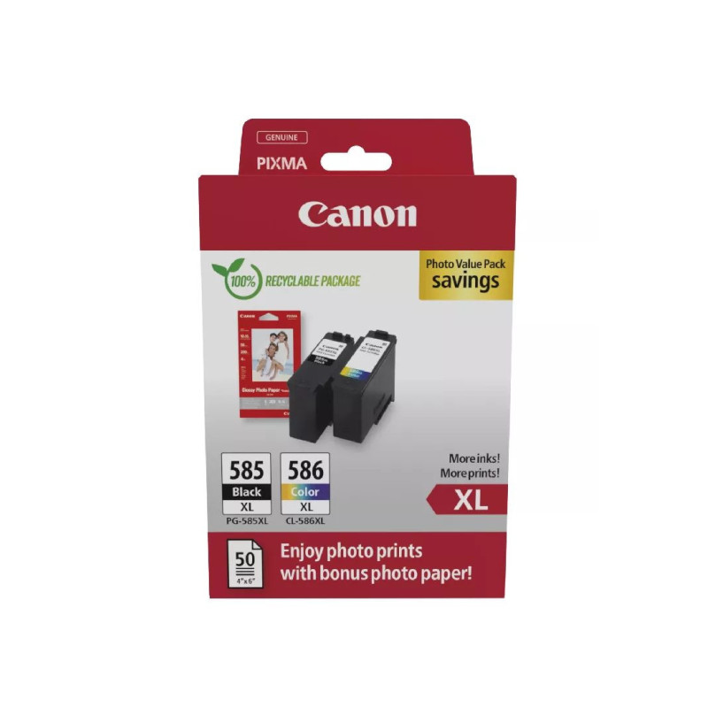 Canon PG-585XL / CL-586 PVP rašalo kasetė 2 vnt. Originali didelė ( XL ) talpa Juoda Žydra Purpurinė Geltona