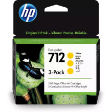 HP 712 3-pack 29-ml Geltona DesignJet rašalo kasetė