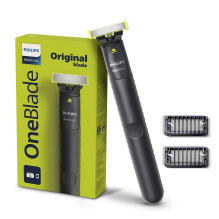 Philips Norelco OneBlade QP1424 / 10 vyriškų skustuvų Skustuvas su tinkleliu Žoliapjovė Anglies spalvos