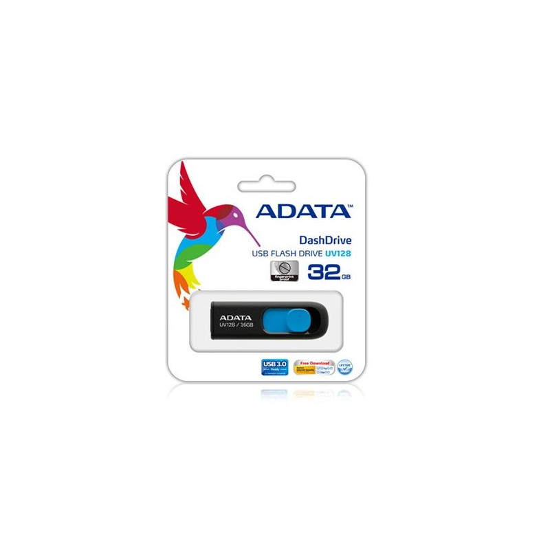 ADATA DashDrive UV128 128GB USB flash drive USB Type-A 3.2 Gen 1 (3.1 Gen 1) Black Blue