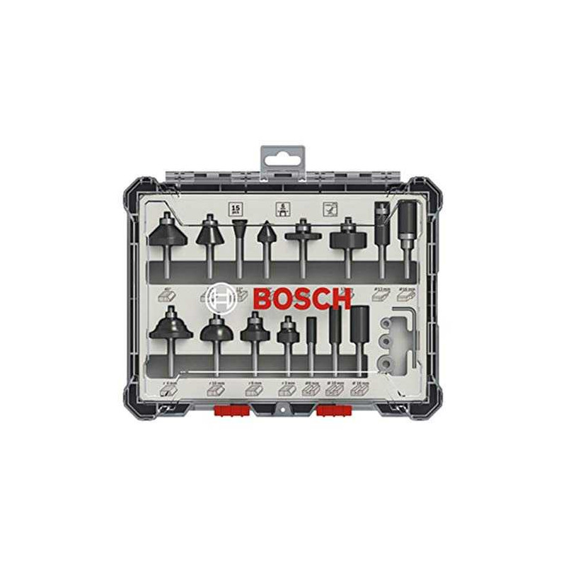 Bosch Cutter set 15 pcs Mixed 6mm shank - 2607017471