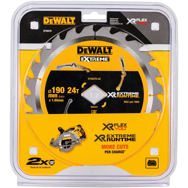 DeWALT EXTREME 190 mm, 24 dantų pjūklo diskas