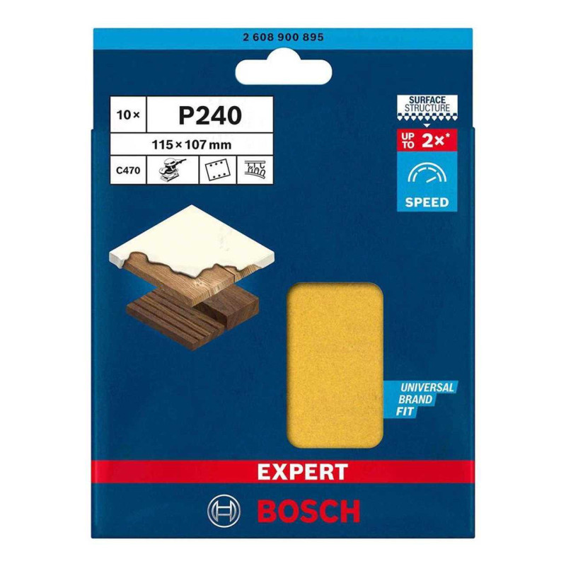 „Bosch“ medienos šlifavimo popierius C470 115x107 mm, K240, 10 vnt.
