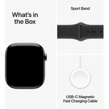 Apple Watch Series 11 Cellular“ 46mm Titano pilkumo / juodos spalvos sportinis dirželis – M / L Apple Watch Series 11 Cellular“ 46mm Titano pilkumo / juodos spalvos sportinis dirželis – M / L