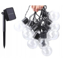 Solar bulb string light 3,5m 10pcs transparent G40 bulbs