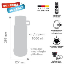 Termosas - ROTPUNKT Glass 1,0 l Hyperblue Termosas - ROTPUNKT Glass 1,0 l Hyperblue