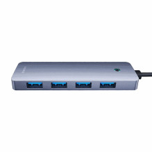 „Baseus UltraJoy Lite“ USB šakotuvas, 15 cm, USB-A į 4 USB 3.0 + USB-C 5 V, pilkas