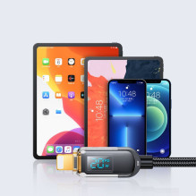 „Joyroom Joyroom A4“ USB-C / „Lightning“ laidas 20 W 1,2 m su ekranu - juodas „Joyroom Joyroom A4“ USB-C / „Lightning“ laidas 20 W 1,2 m su ekranu - juodas