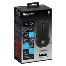 Žaidimų Pelė - MOUSE DEFENDER GM-049 ARGA 3600 DPI 5 Mygtukai Juoda
