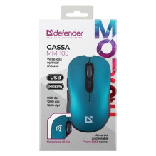 Wireless Mouse - Defender GASSA MM-105 1600 DPI 5 Buttons Silent Blue Wireless Mouse - Defender GASSA MM-105 1600 DPI 5 Buttons Silent Blue