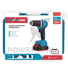 „Powerlink“ iš Extralink, akumuliatorinis gręžtuvas-suktuvas, PWL-CD1003C 13mm 20V 2x1,5Ah „Powerlink“ iš Extralink, akumuliatorinis gręžtuvas-suktuvas, PWL-CD1003C 13mm 20V 2x1,5Ah