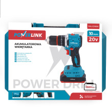 „Powerlink“ iš Extralink, akumuliatorinis gręžtuvas-suktuvas, PWL-CD1002C 10mm 20V 2x1,5Ah