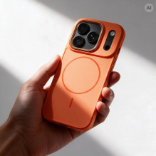 Dėklas, skirtas „iPhone 18“ Pro / 17 Pro Rėmelis Mag Su „MagSafe“ suderinamas dangtelis, oranžinis