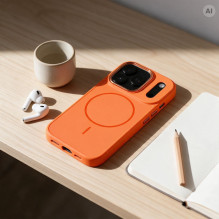 Dėklas, skirtas „iPhone 18“ Pro / 17 Pro Rėmelis Mag Su „MagSafe“ suderinamas dangtelis, oranžinis